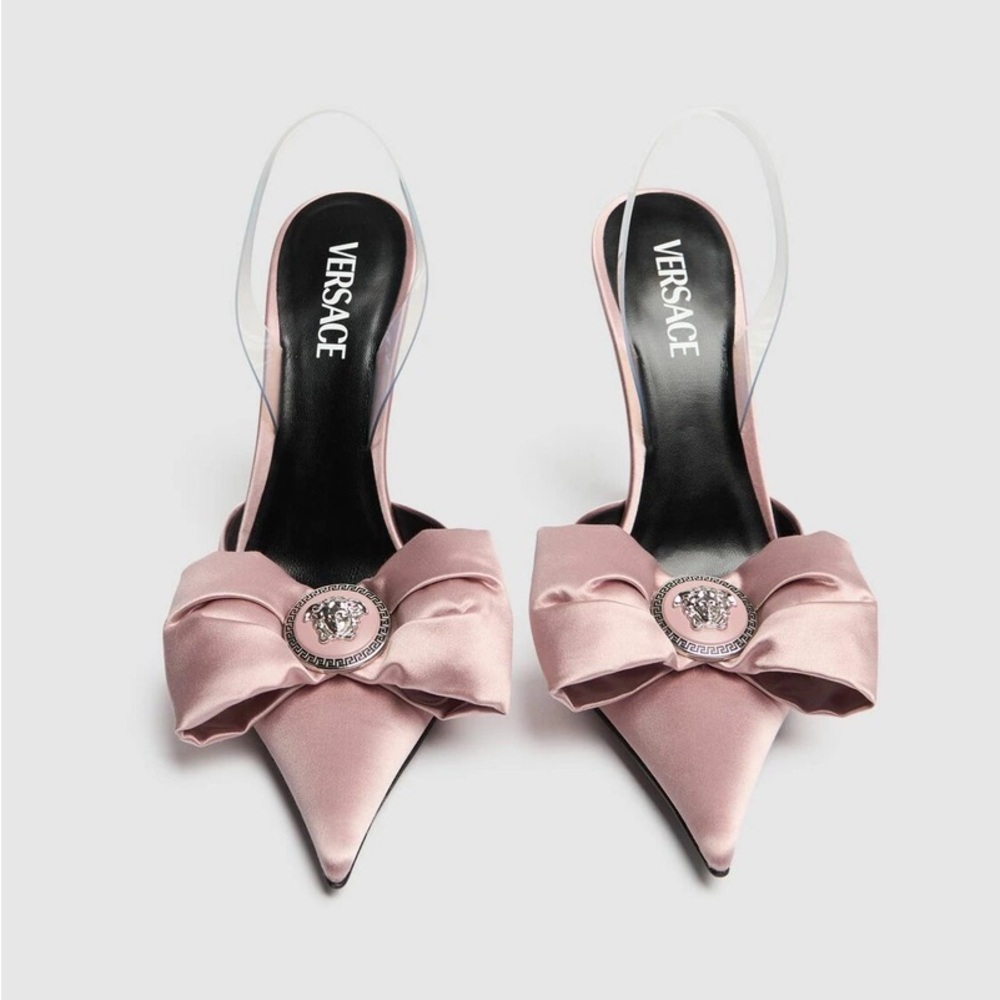 Versace Blush Satin Heels with Bow
AUTHENTIC
